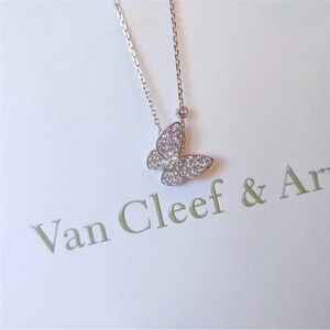 Van Cleef & Arpels Silver and White Butterfly Necklace